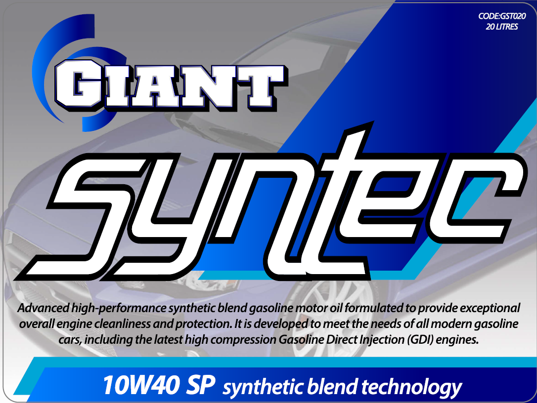 GIANT SYNTEC 10W40 SP – Available sizes: 1L, 5L, 20L, 200L